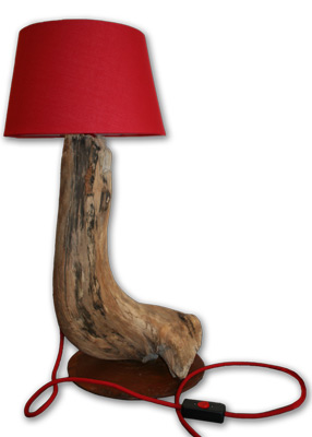 Schwemmholz Lampe Rot